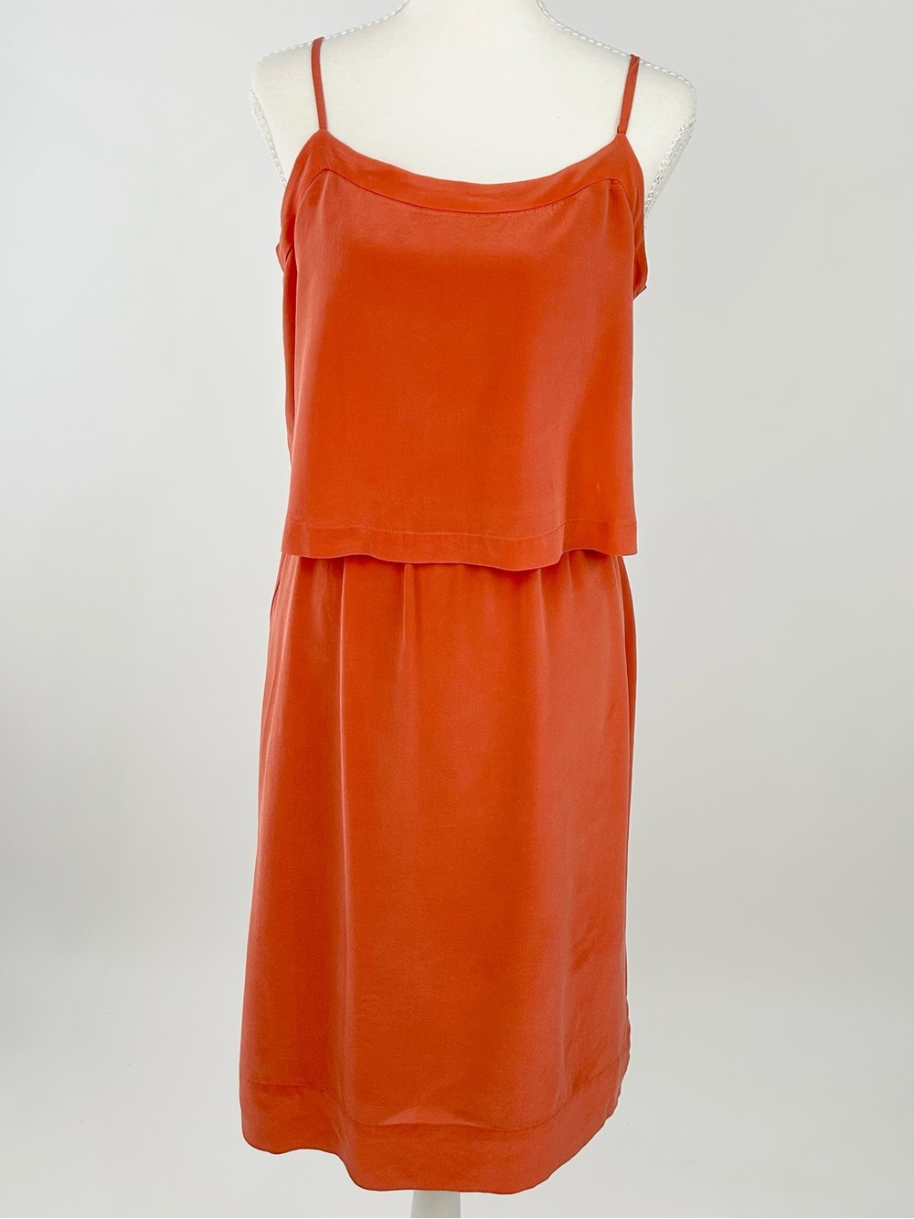 Madewell Silk Overlay Cami Slip Dress Burnt Orange Minimalist Size 6